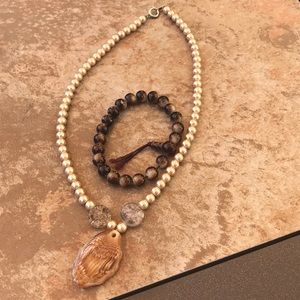 Beaded bracelet and necklace combo